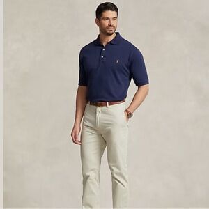 Polo Ralph Lauren Mens Short Sleeve Classic-fit Polo Shirt Yellow Logo Navy Sz L